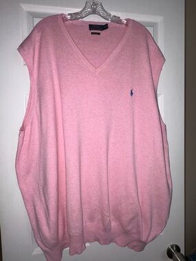 Polo by Ralph Lauren Men’s Pink V-Neck Sweater Vest